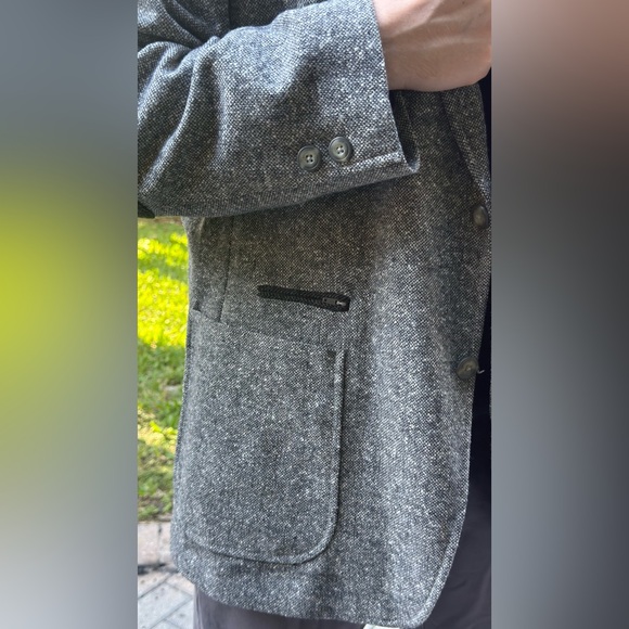 Men's Black Brown 1826 Fuzzy Gray Blazer Wool Blend Elbow Pads Sport Coat XXL - Picture 7 of 9